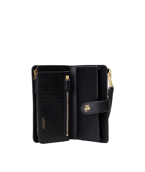Crosshatch Leather Tech Wristlet - Black