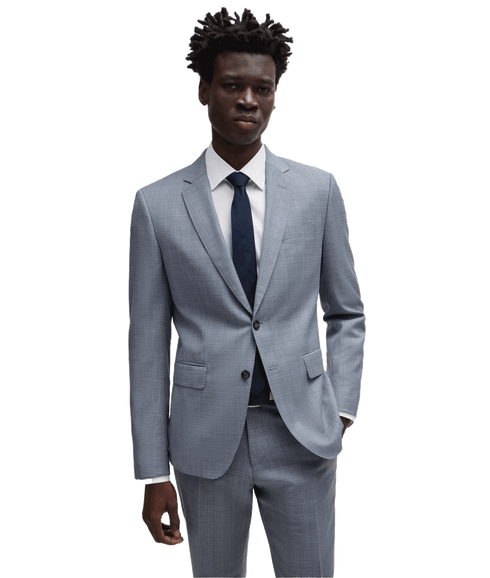 Slim-fit Suit in Checked Virgin-wool Serge - Blue