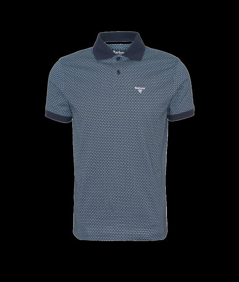 Shell Printed Short Sleeve Cotton Polo Shirt - Navy