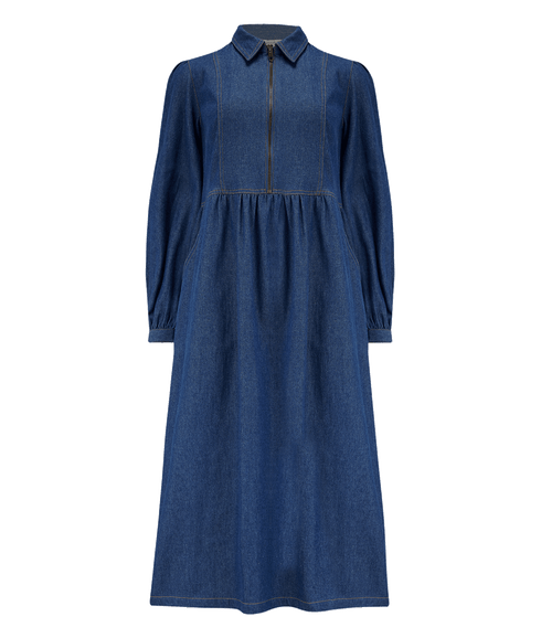 Kristy Midi Smock Dress - Blue