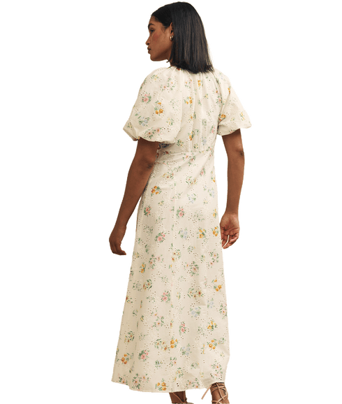 Floral Broderie Lennox Midi Dress - Multi
