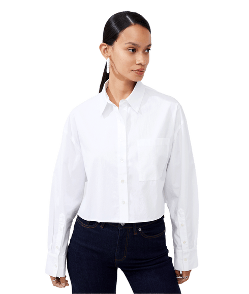 Crystal Alissa Cropped Cotton Shirt - White