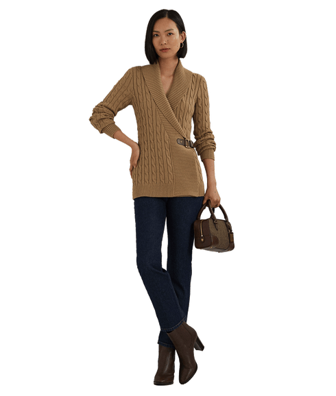 Buckled Cotton Sweater - Brown