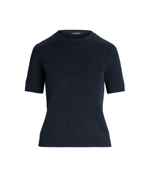 Monogram Jacquard Short-Sleeve Jumper - Black