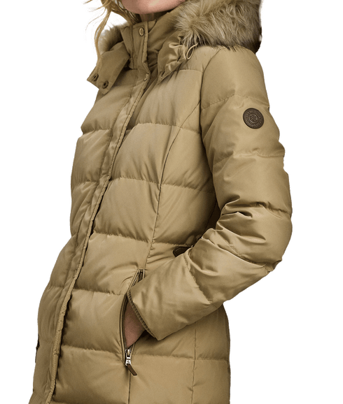 Faux-fur-trim Hooded Down Coat - Beige