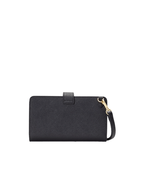 Crosshatch Leather Tech Wristlet - Black
