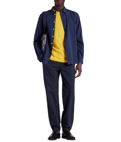 Navy Stretch-Cotton Seersucker Shirt - Navy