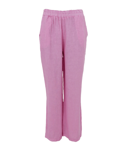 Melina Wide Linen Pant - Pink