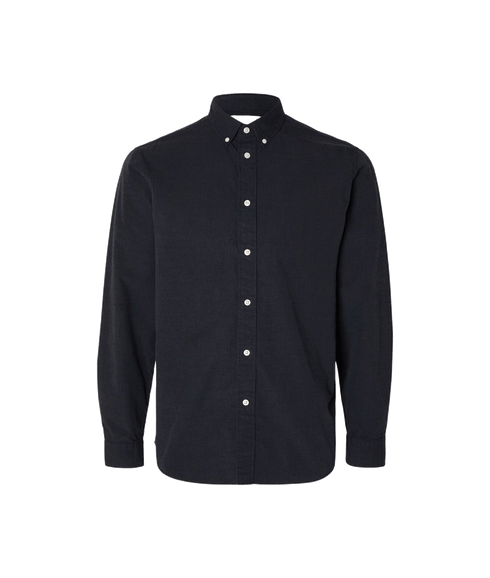Slim Fit Cotton Long Sleeve Shirt - Black