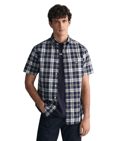 Regular Fit Checked Poplin Short Sleeve Shirt Classic Blue - Multi