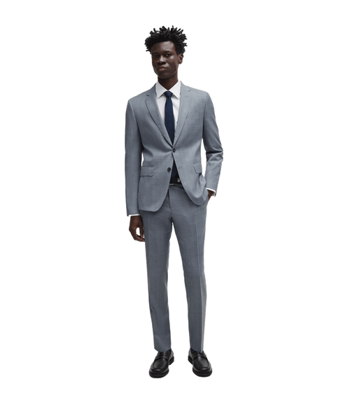 Slim-fit Suit in Checked Virgin-wool Serge - Blue