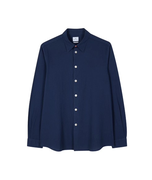 Navy Stretch-Cotton Seersucker Shirt - Navy