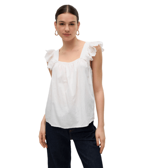 Priya S/L Frill Top - White