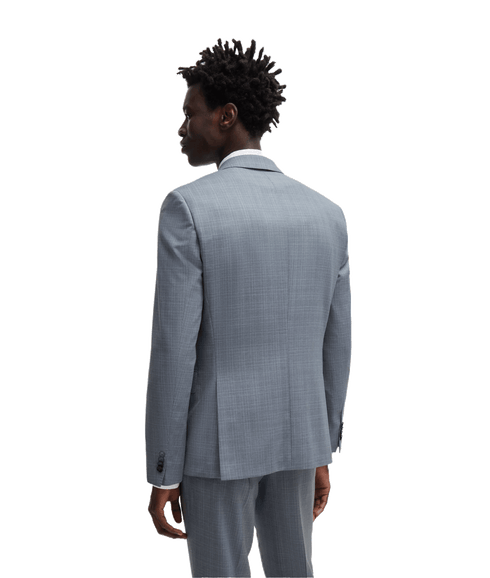 Slim-fit Suit in Checked Virgin-wool Serge - Blue