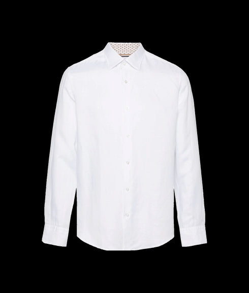 Casual-fit shirt in linen-blend twill - White