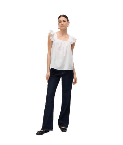 Priya S/L Frill Top - White
