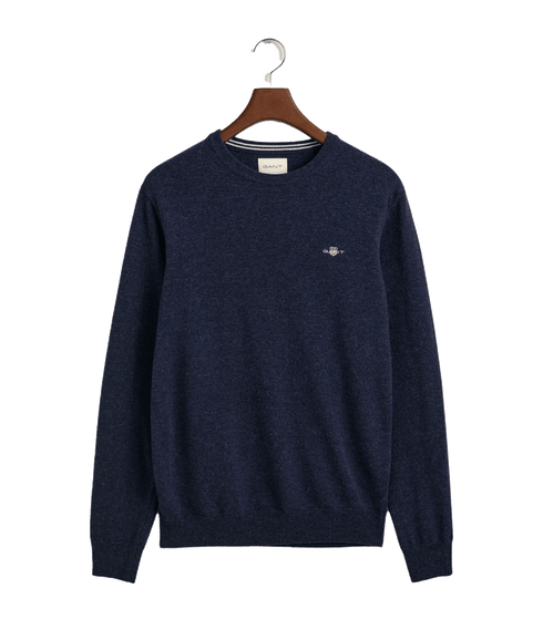 Superfine Lambswool Crew Neck Sweater - Navy