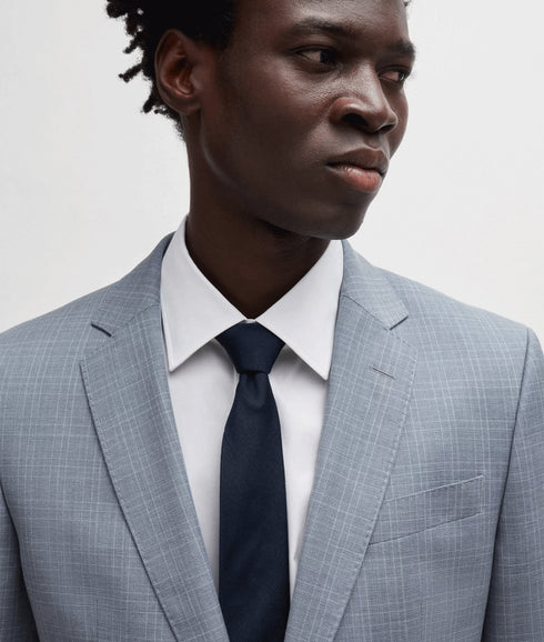 Slim-fit Suit in Checked Virgin-wool Serge - Blue