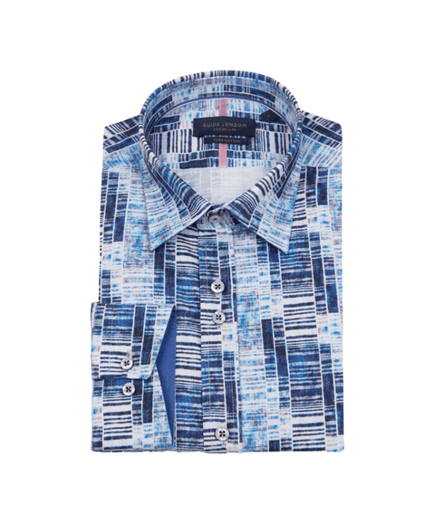 Geometric Long Sleeve Shirt - Blue