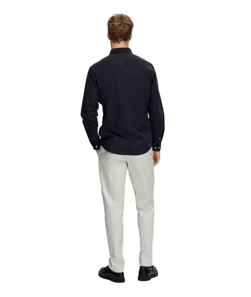 Slim Fit Cotton Long Sleeve Shirt - Black