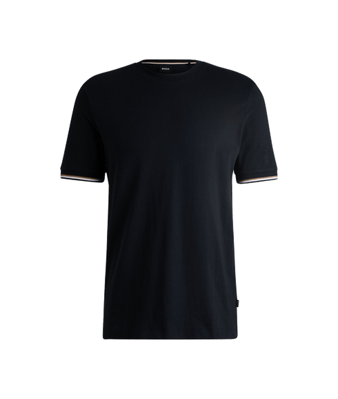 Thompson T-shirt With Signature-stripe Cuffs - Navy