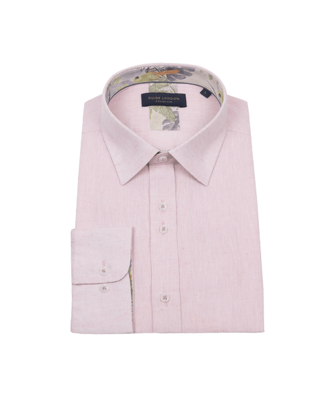 Summer Breeze Linen Blend Long Sleeve Shirt - Pink
