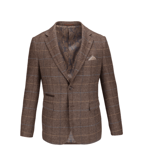 Checked Suit Jacket - Brown