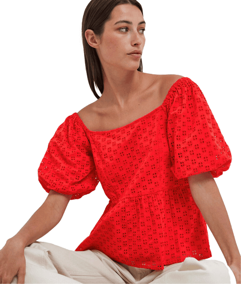 Off-shoulder Top - Red
