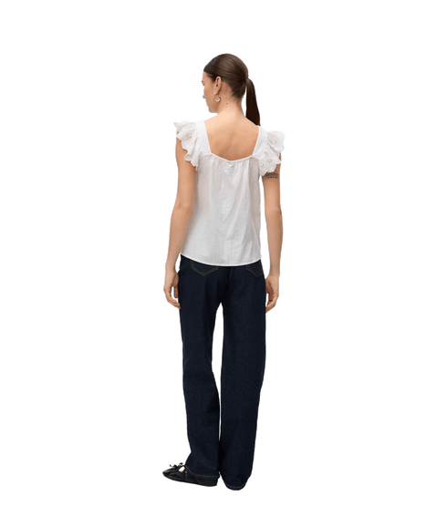 Priya S/L Frill Top - White