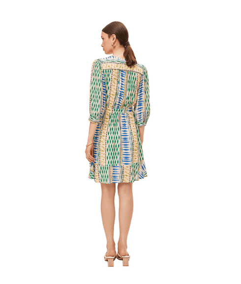 Geo Ethnic Print Short Wrap Dress - Multi