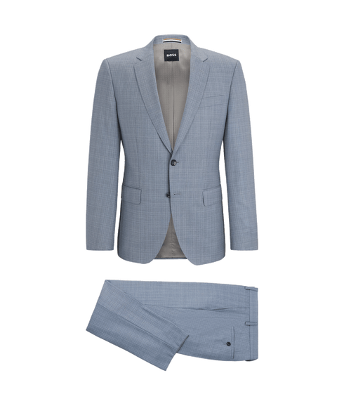 Slim-fit Suit in Checked Virgin-wool Serge - Blue