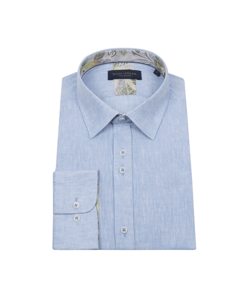 Summer Breeze Linen Blend Long Sleeve Shirt - Blue