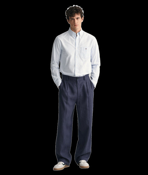 Regular Fit Banker Stripe Oxford Shirt - Blue