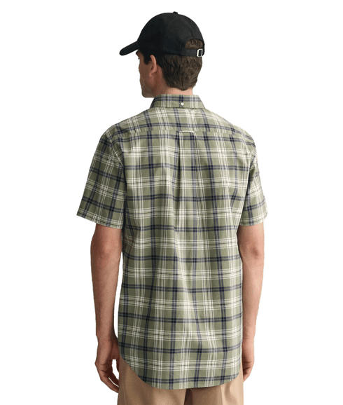 Regular Fit Checked Poplin Short Sleeve Shirt Dry Green - Multi