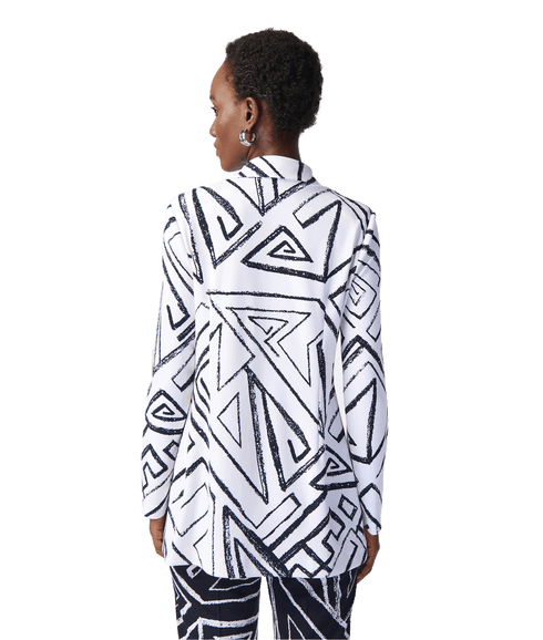 Abstract Print Blazer - White