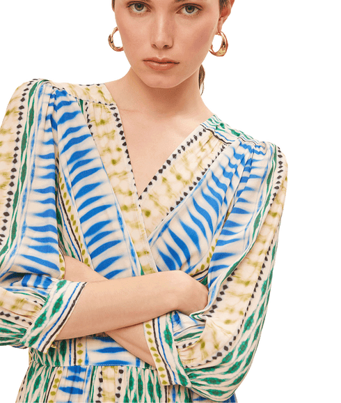 Geo Ethnic Print Short Wrap Dress - Multi