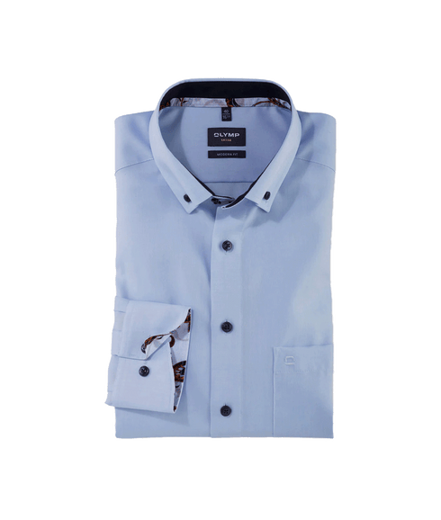 Olymp Classic Oxford Long Sleeve Cotton Shirt - Blue
