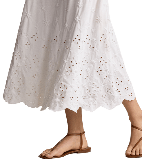 Eyelet Polo Dress - White