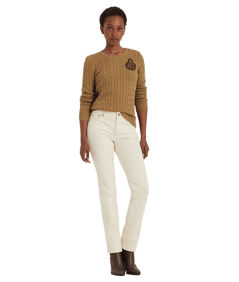Stretch Corduroy Mid-rise Straight Pant - Cream