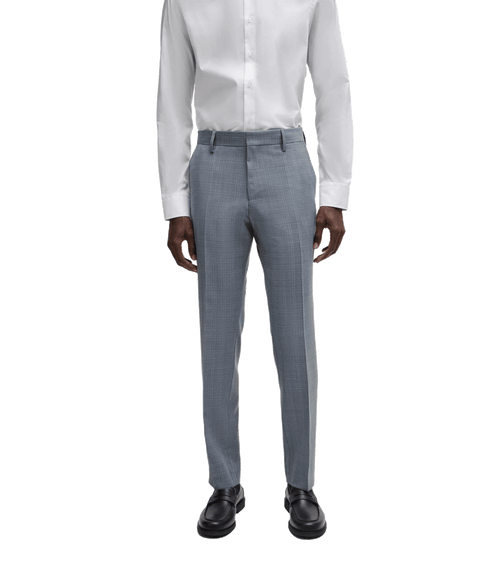 Slim-fit Suit in Checked Virgin-wool Serge - Blue