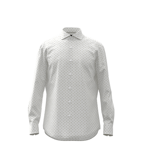 Long Sleeve Patterened Shirt - Cream