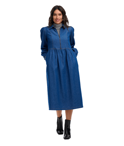 Kristy Midi Smock Dress - Blue