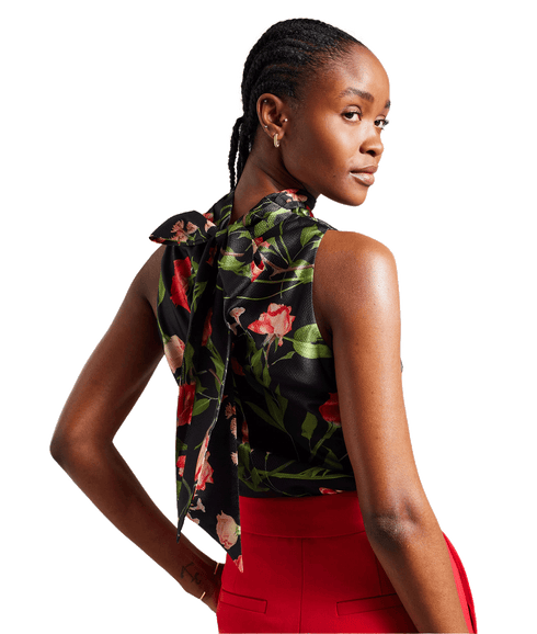 Cowl Neck Sleeveless Top - Black