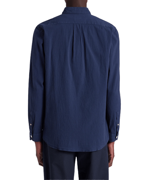 Navy Stretch-Cotton Seersucker Shirt - Navy