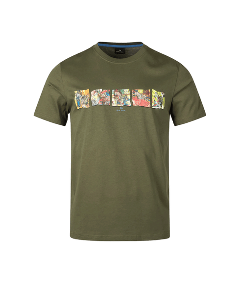 'Zebra' Line Up Print T-Shirt - Green