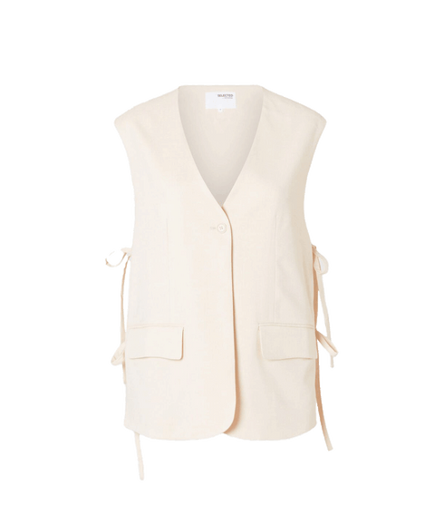Long Oversized Waistcoat - Beige