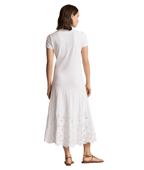 Eyelet Polo Dress - White