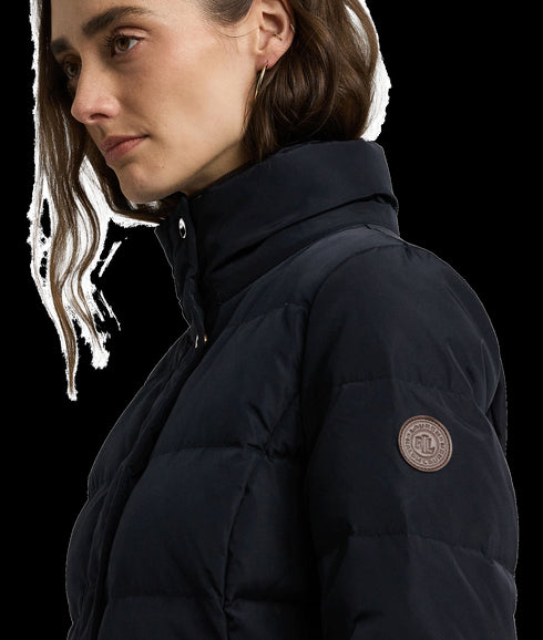 Faux-fur-trim Hooded Down Coat - Navy