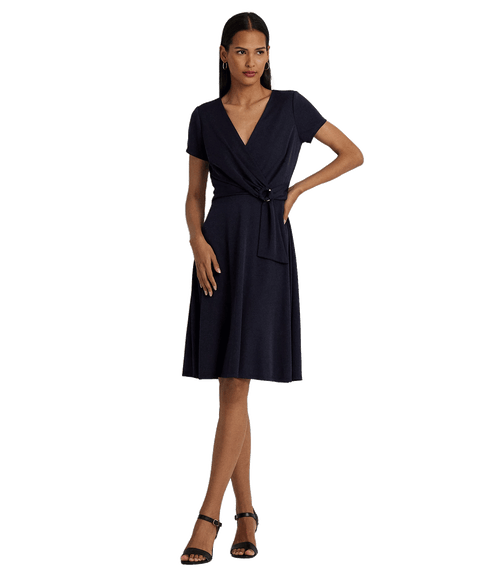 Surplice Jersey Dress - Navy