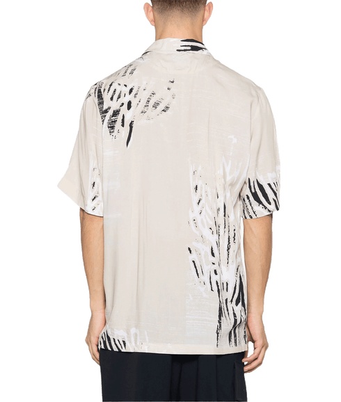 Regular-fit Shirt in Printed Twill With Camp Collar - Beige